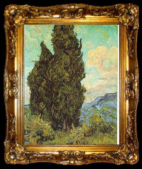 framed  Vincent Van Gogh Cypresses, ta009-2